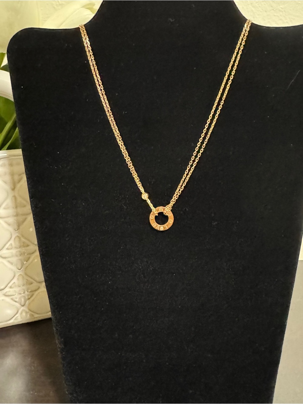 Cartier 18k yellow Gold 2 Diamond LOVE Necklace